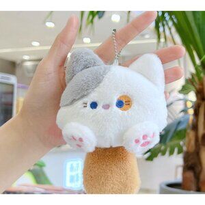 Cat Ice Cream Plush Charm With Ball Chain - Multicolor Design - Soft & Cute Acce